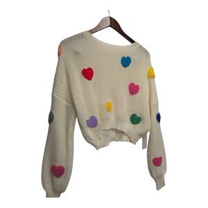 LUNA‎ IVY Sweater 3D Heart Appliqué SMALL Cottagecore